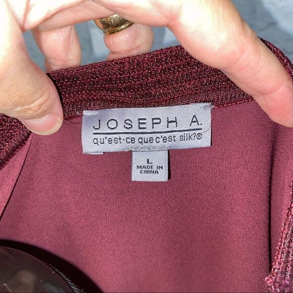 Joseph A crewneck Longsleeve shimmer top w/sheer lining flare back L - Picture 7 of 9